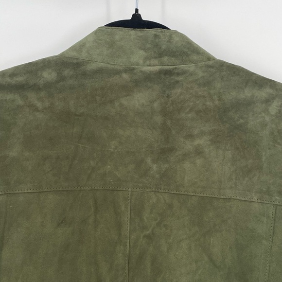 ECCOCI Women's Olive Green Suede Stand Collar Vintage Outerwear Jacket Size 8 - Picture 4 of 10